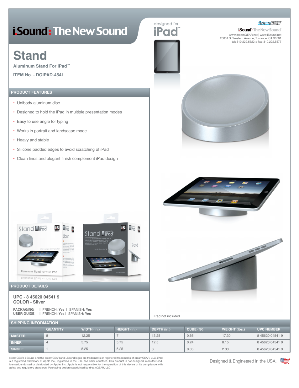 iSound Stand for iPad - Sell Sheet User Manual | 1 page