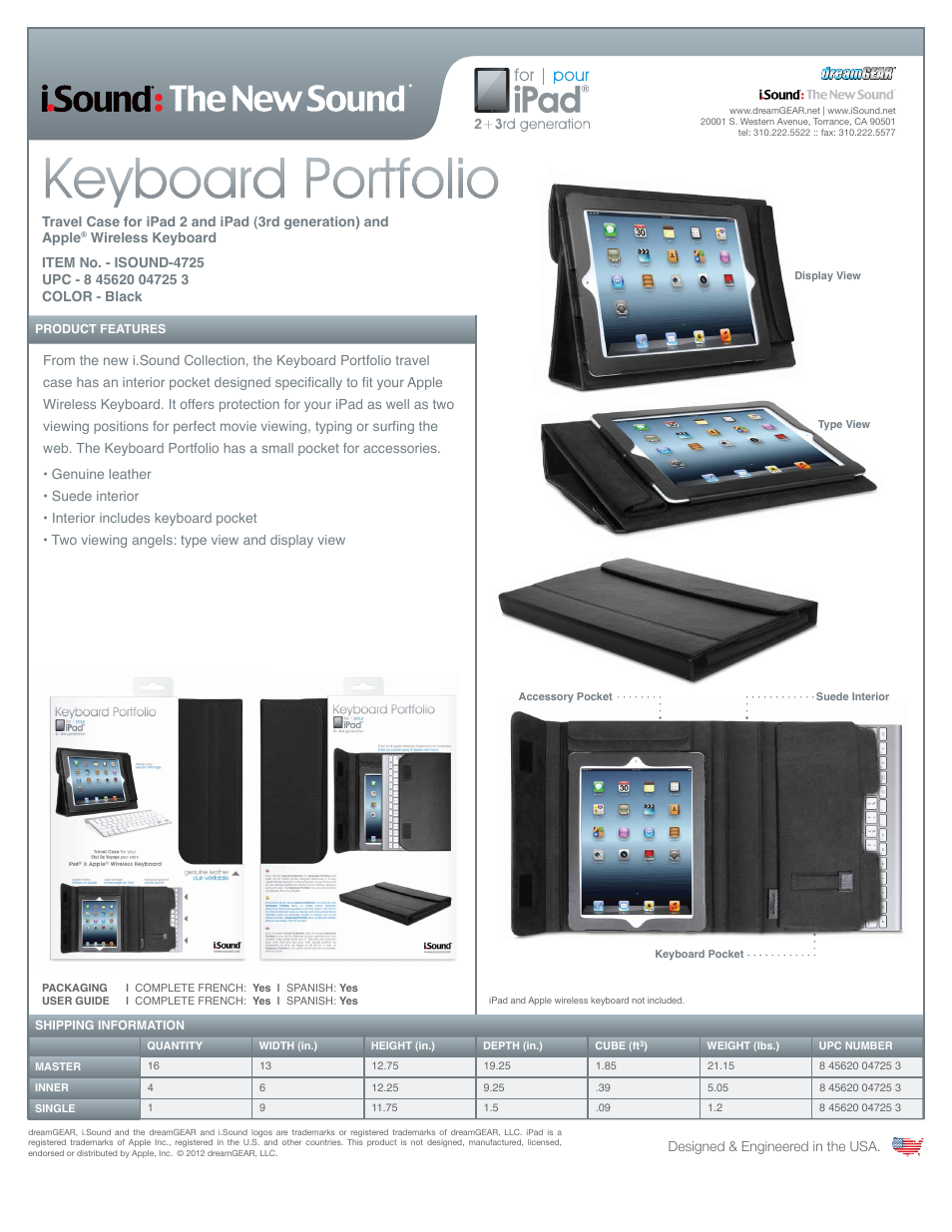 iSound Keyboard Portfolio - Sell Sheet User Manual | 1 page