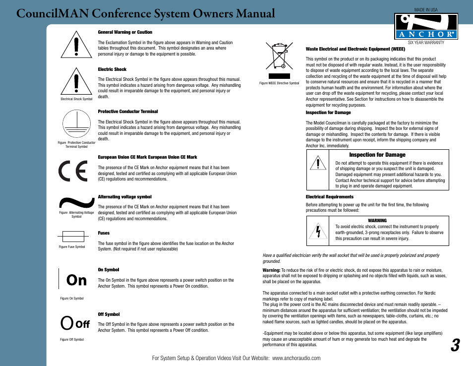 Councilman conference system owners manual | Anchor Audio CouncilMAN User Manual | Page 3 / 5