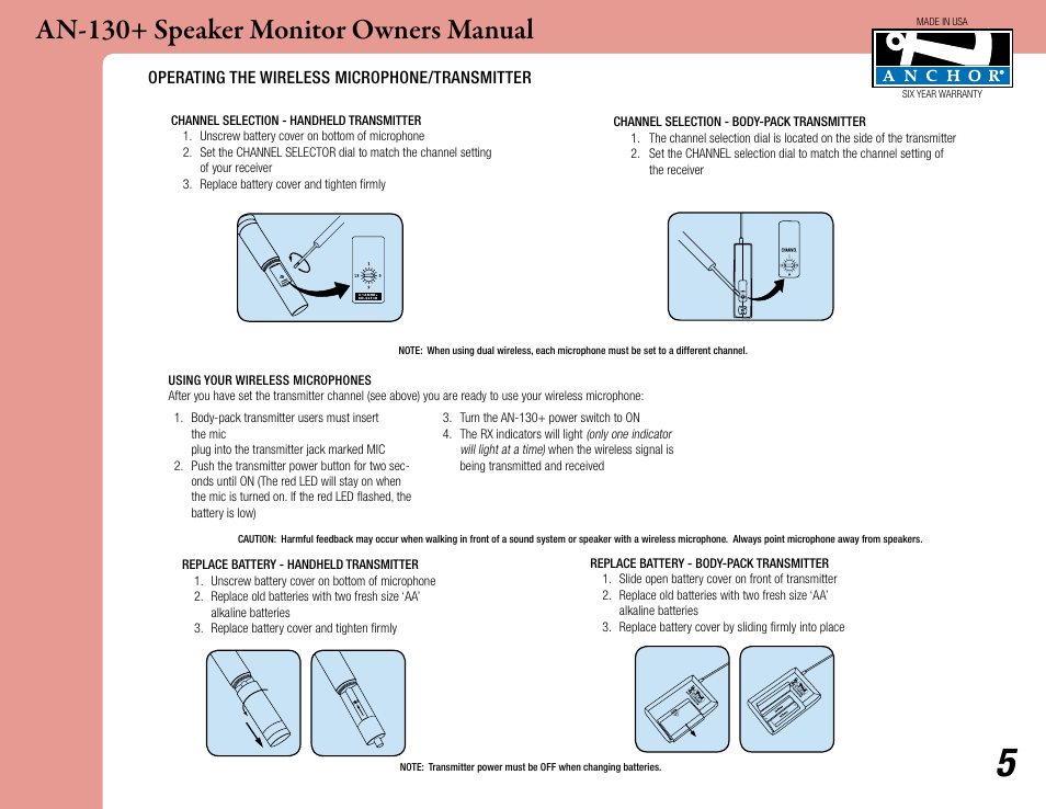 An-130+ speaker monitor owners manual | Anchor Audio AN-130+ Speaker Monitor User Manual | Page 5 / 7