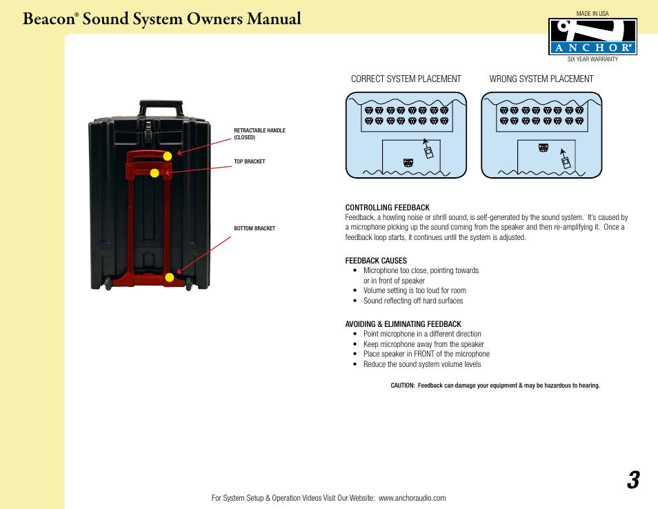 Beacon® sound system owners manual | Anchor Audio Beacon Line Array User Manual | Page 3 / 8