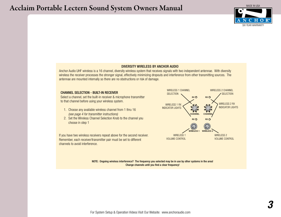 Anchor Audio Acclaim Lectern User Manual | Page 3 / 8