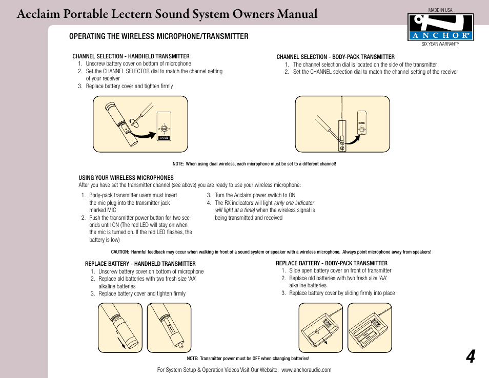 Anchor Audio Acclaim Lectern User Manual | Page 4 / 8