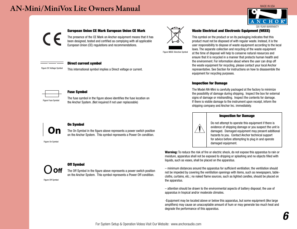 An-mini/minivox lite owners manual | Anchor Audio AN-MINI_MiniVox Lite User Manual | Page 6 / 8