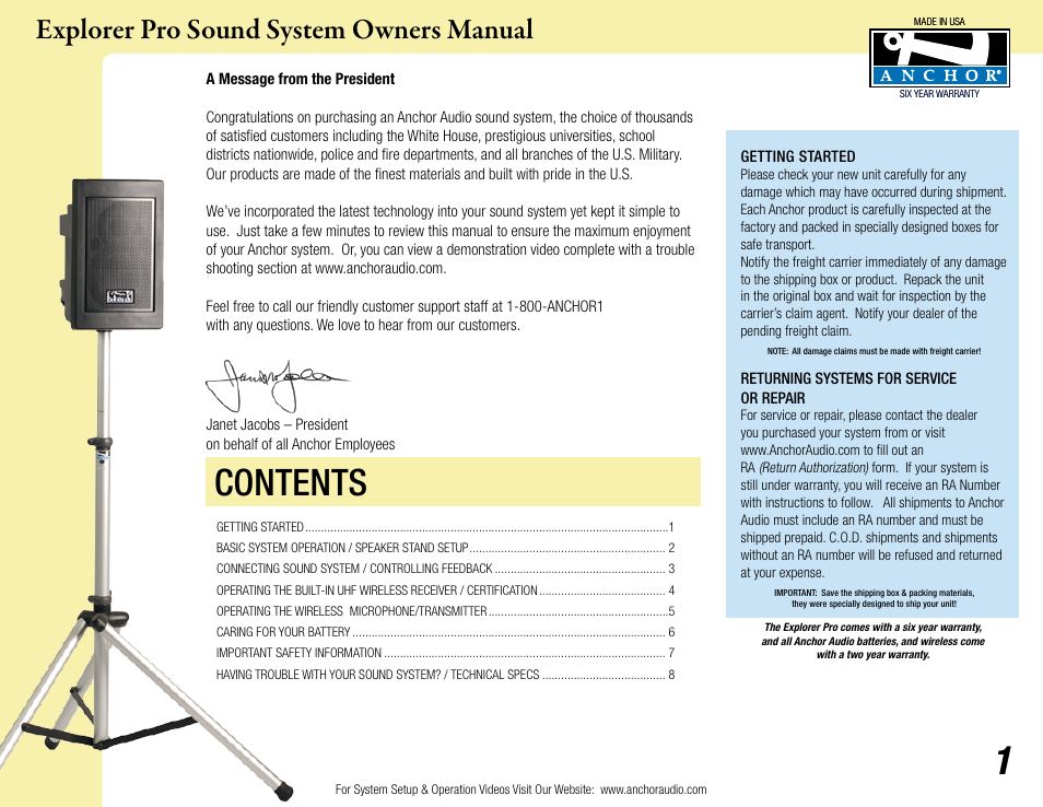 Anchor Audio Explorer Pro User Manual | 8 pages