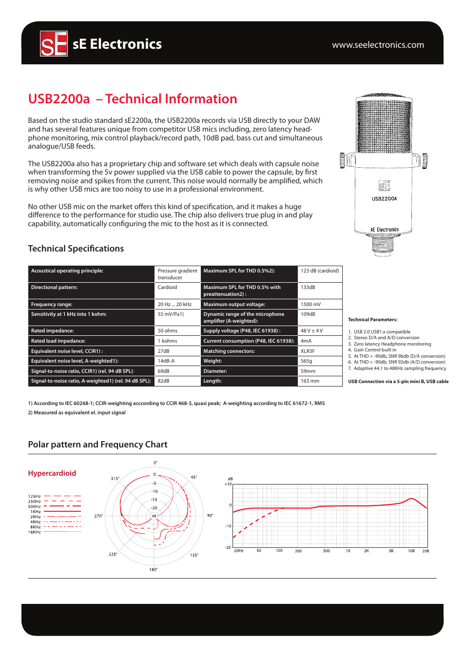 sE Electronics USB2200a User Manual | 1 page