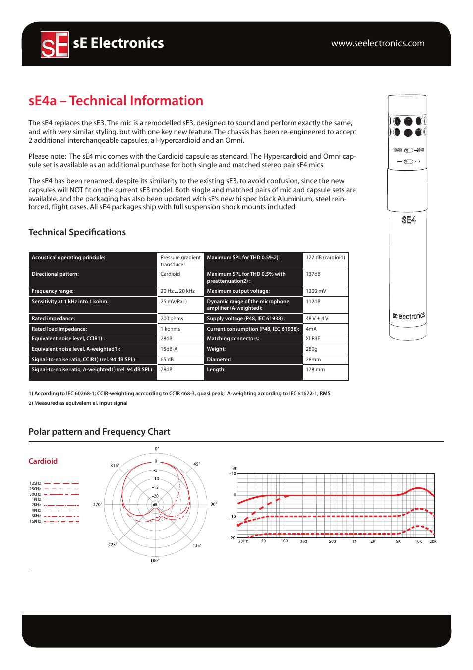 sE Electronics sE4 User Manual | 1 page