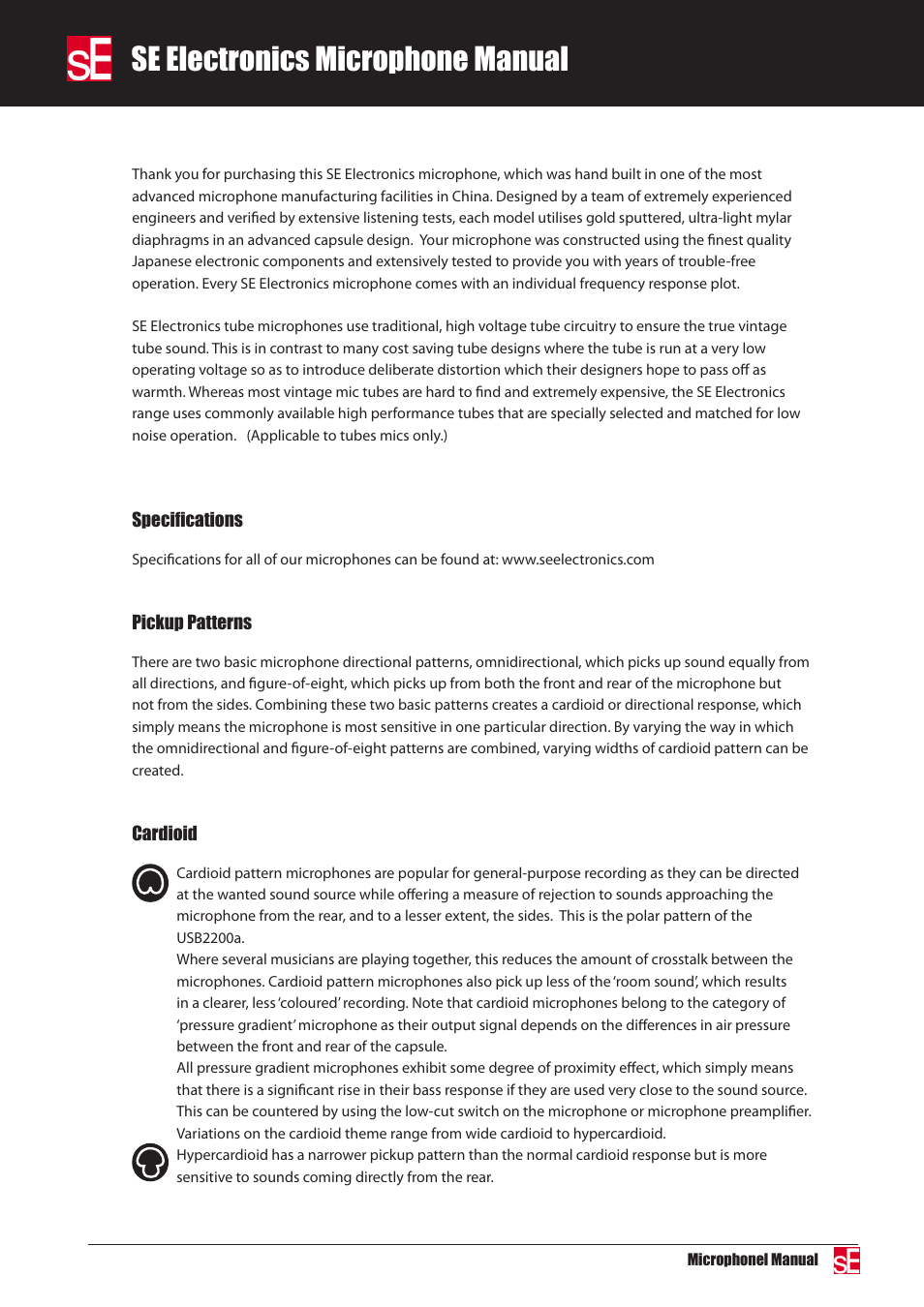 Se electronics microphone manual | sE Electronics Magneto User Manual | Page 2 / 5