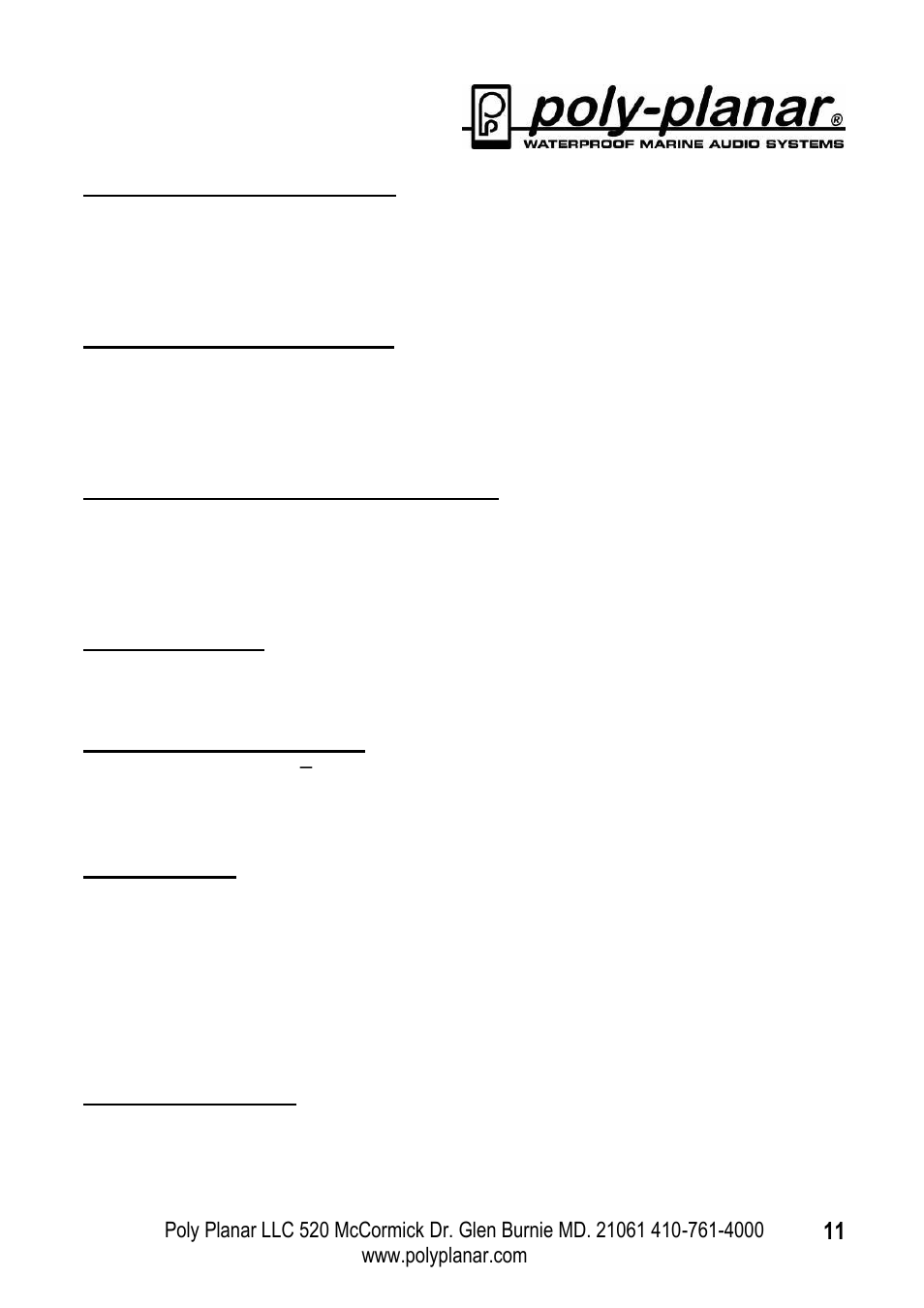 PolyPlanar MRD-70 User Manual | Page 11 / 12
