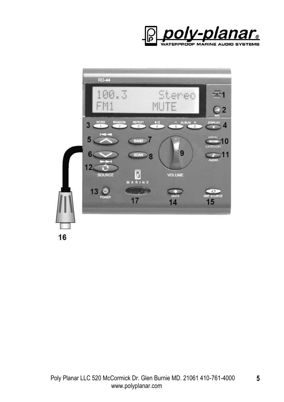 Using the rd-44 with the mrd-70 | PolyPlanar MRD-70 User Manual | Page 5 / 12