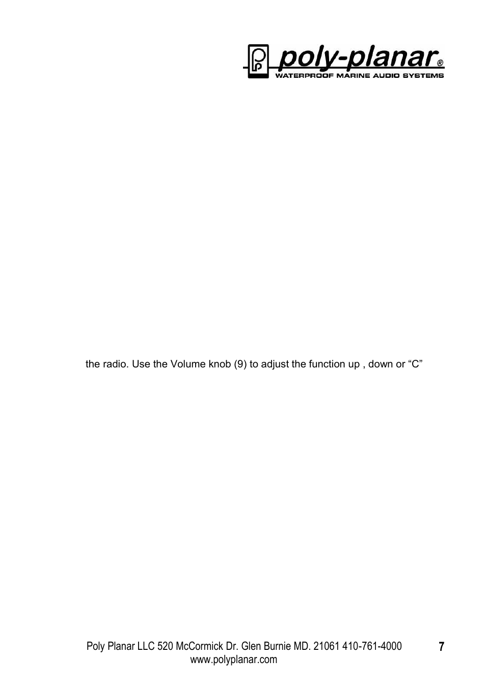 PolyPlanar MRD-70 User Manual | Page 7 / 12