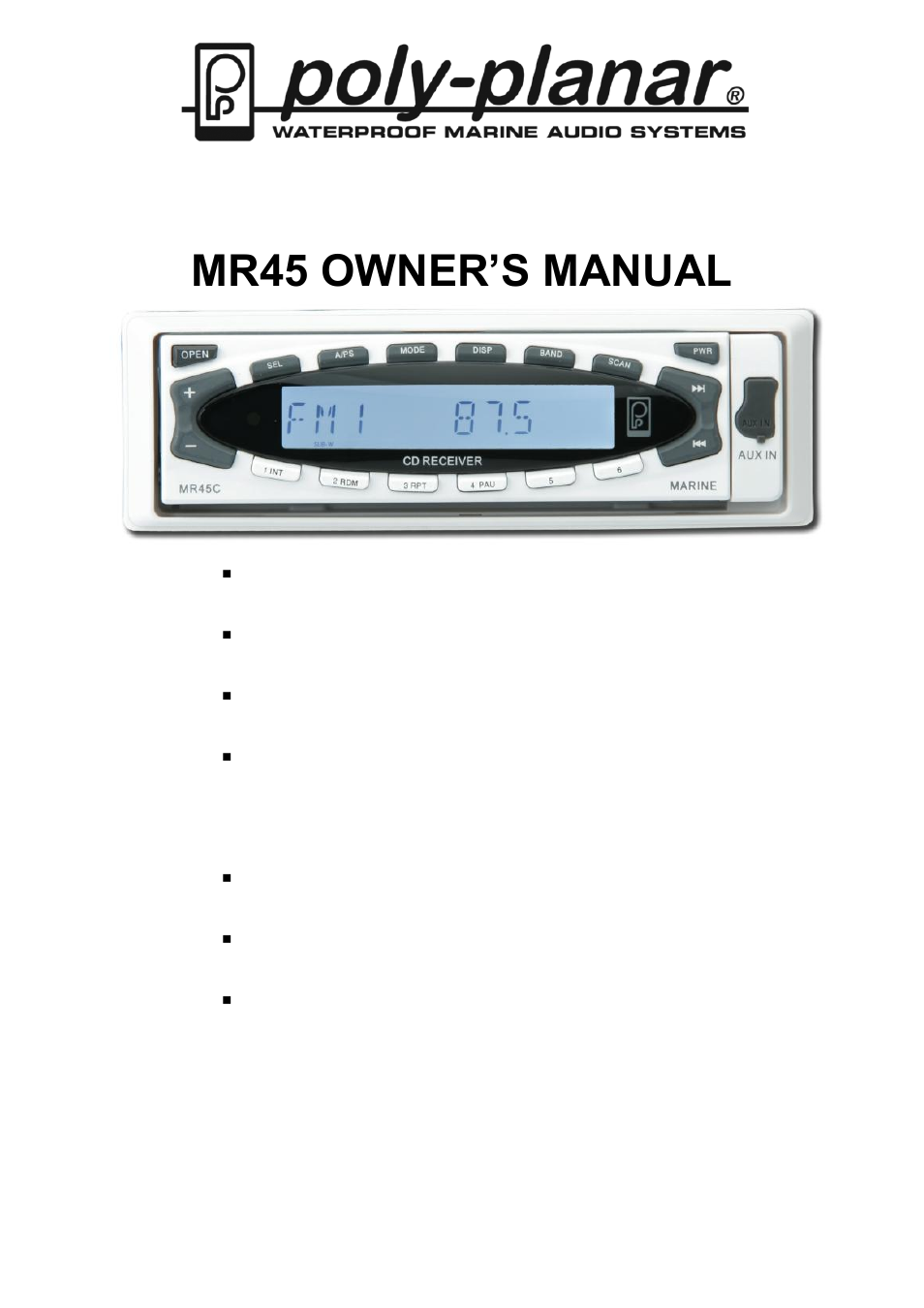 PolyPlanar MR45C User Manual | 23 pages