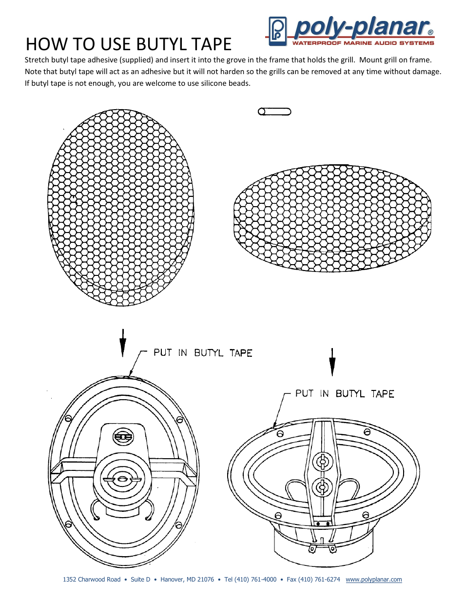 PolyPlanar BUTYL TAPE User Manual | 1 page