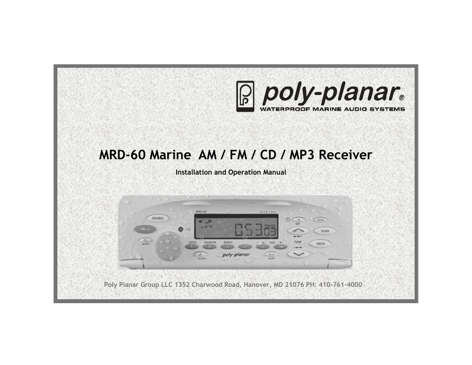 PolyPlanar MRD-60 User Manual | 11 pages