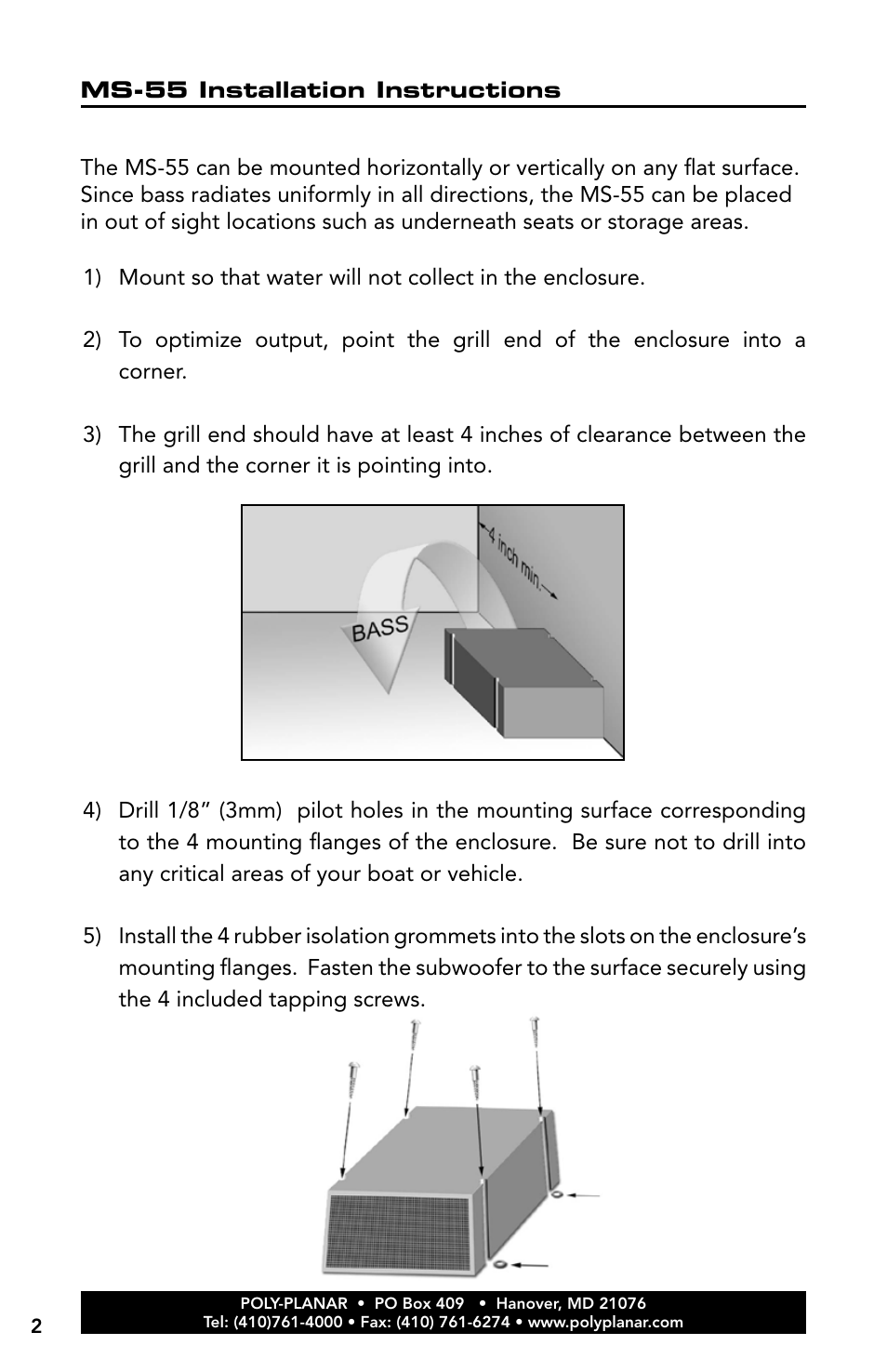 PolyPlanar MS55s User Manual | Page 2 / 4