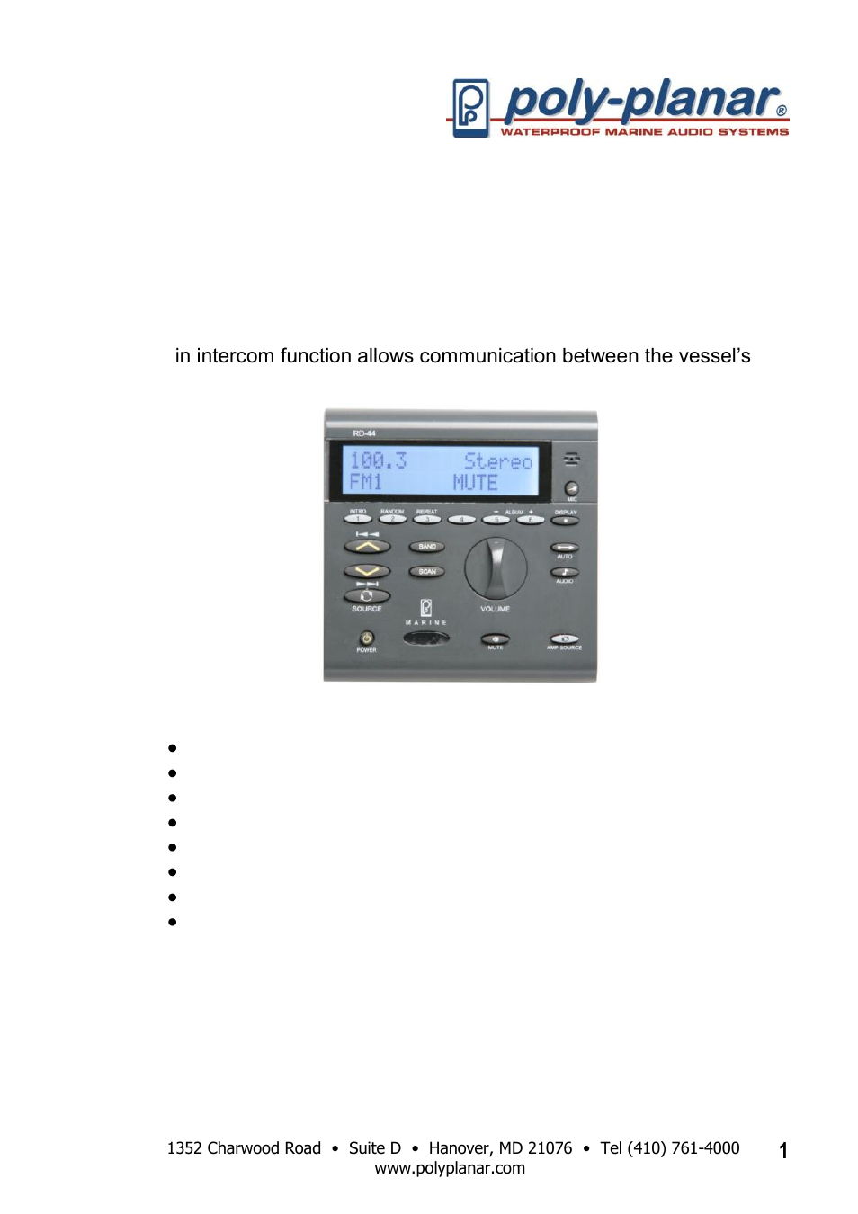 PolyPlanar RD44 User Manual | 10 pages