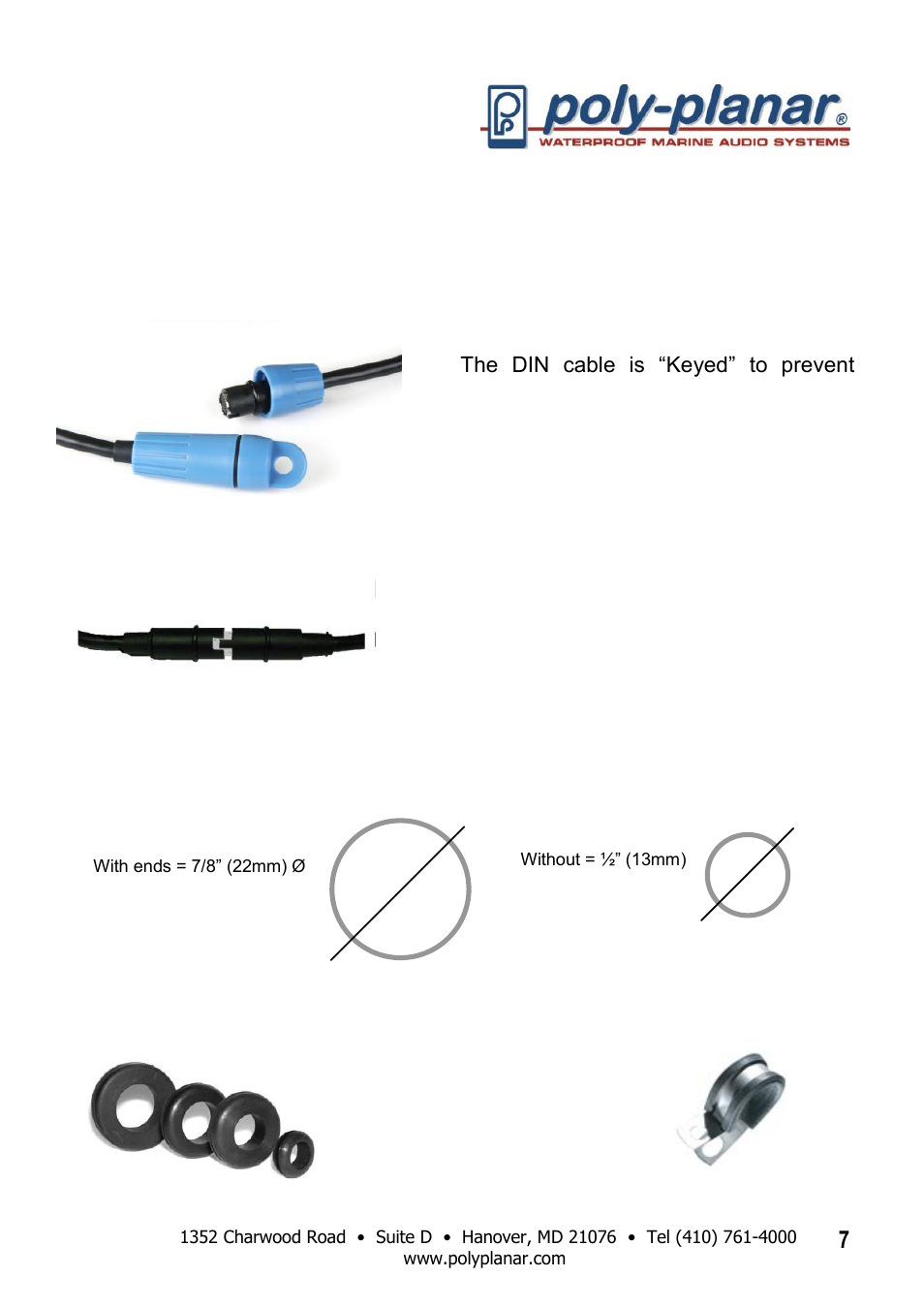 Connecting the system din cable, System connections | PolyPlanar RD44 User Manual | Page 7 / 10