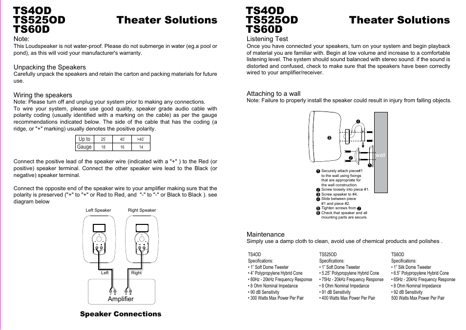 Theater-Solutions TS4ODB_TS4ODW User Manual | 1 page