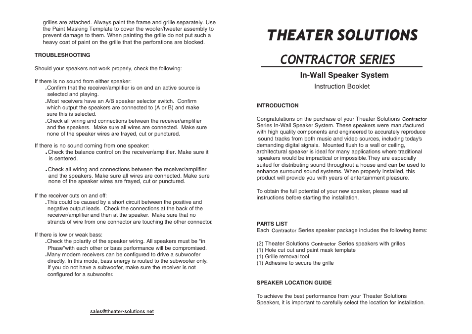 Theater-Solutions CS6W User Manual | 2 pages