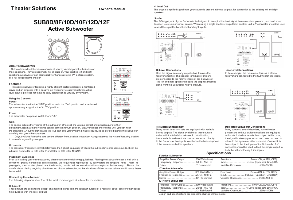 Theater-Solutions SUB12D User Manual | 1 page