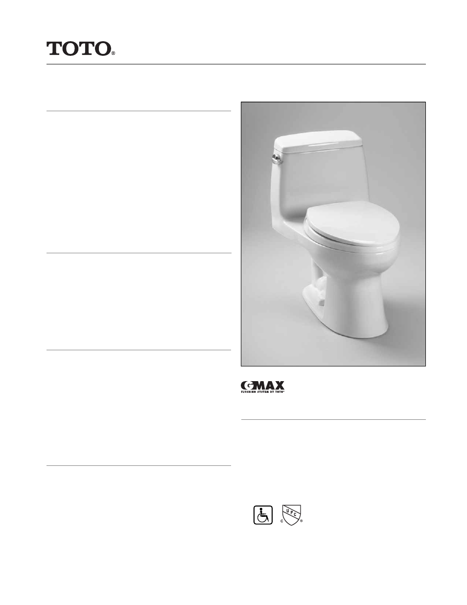 Factory Direct Hardware Toto MS854114SLR#01 Ultramax User Manual | 2 pages
