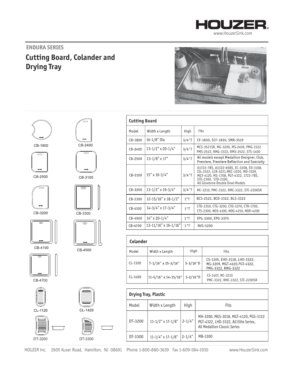 Factory Direct Hardware Houzer Cutting Board ENDURA SERIES User Manual | 1 page