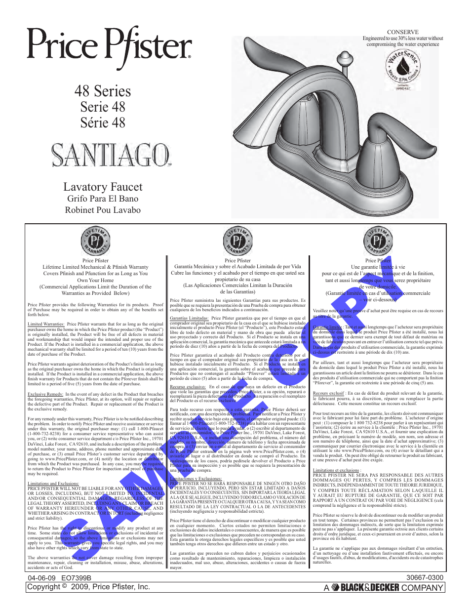 Pfister F-048-ST0K User Manual | 12 pages