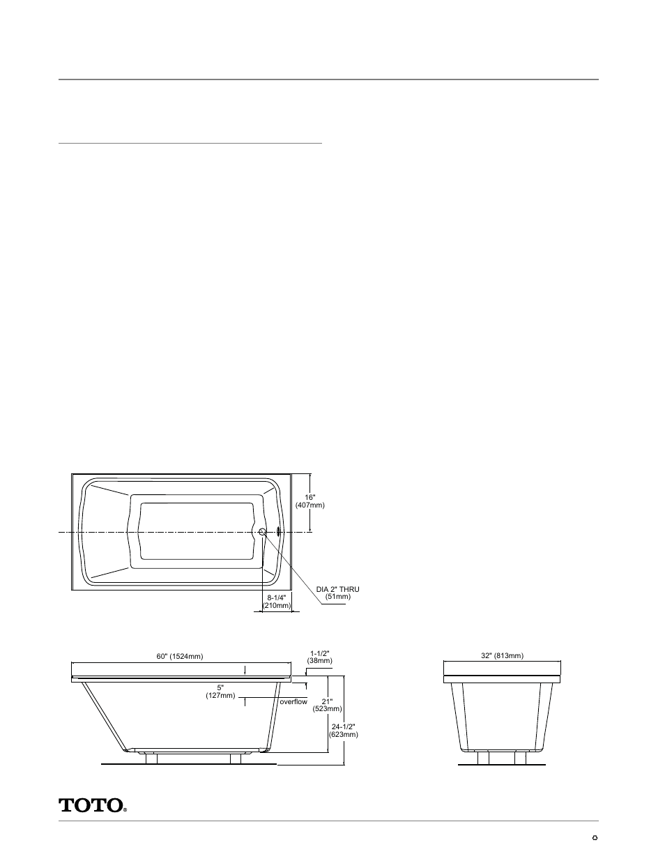 Aby782p/q, Clayton, 60" x 32" soaker bathtub tile-in | Specifications | Factory Direct Hardware Toto ABY782P#01N2 User Manual | Page 2 / 2