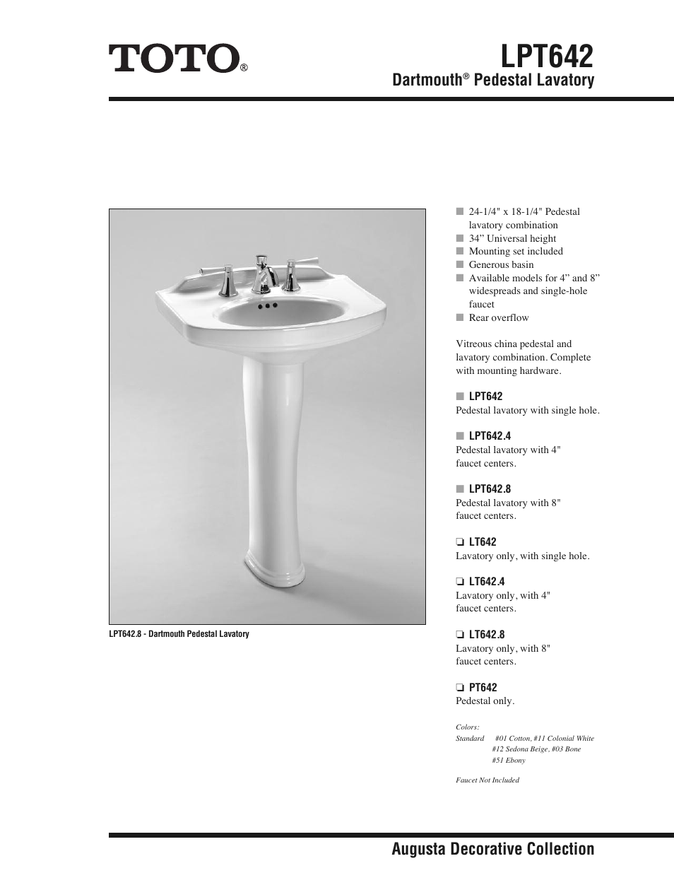 Factory Direct Hardware Toto LT642 User Manual | 2 pages