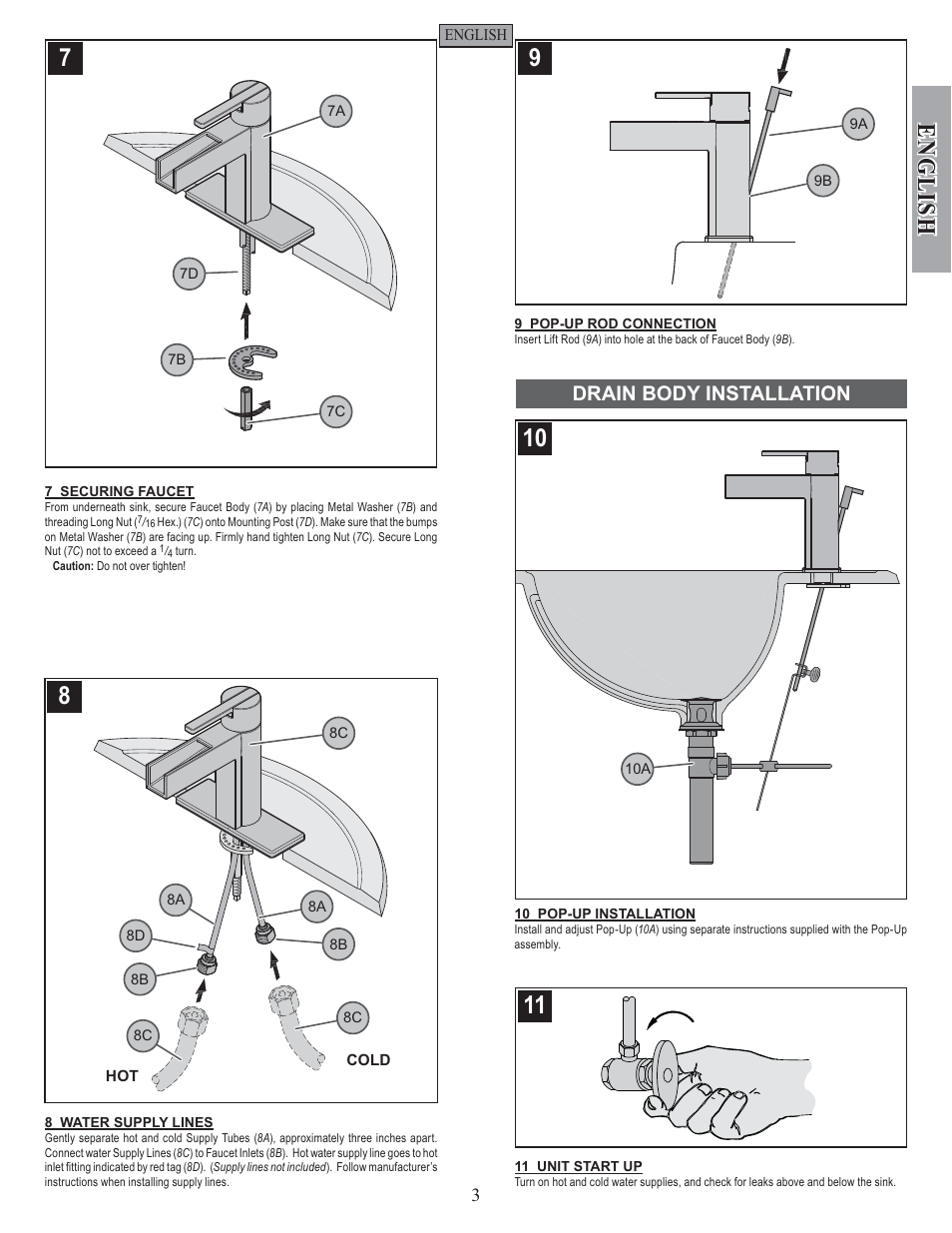English, Drain body installation | Pfister F-042-VGKK User Manual | Page 3 / 12