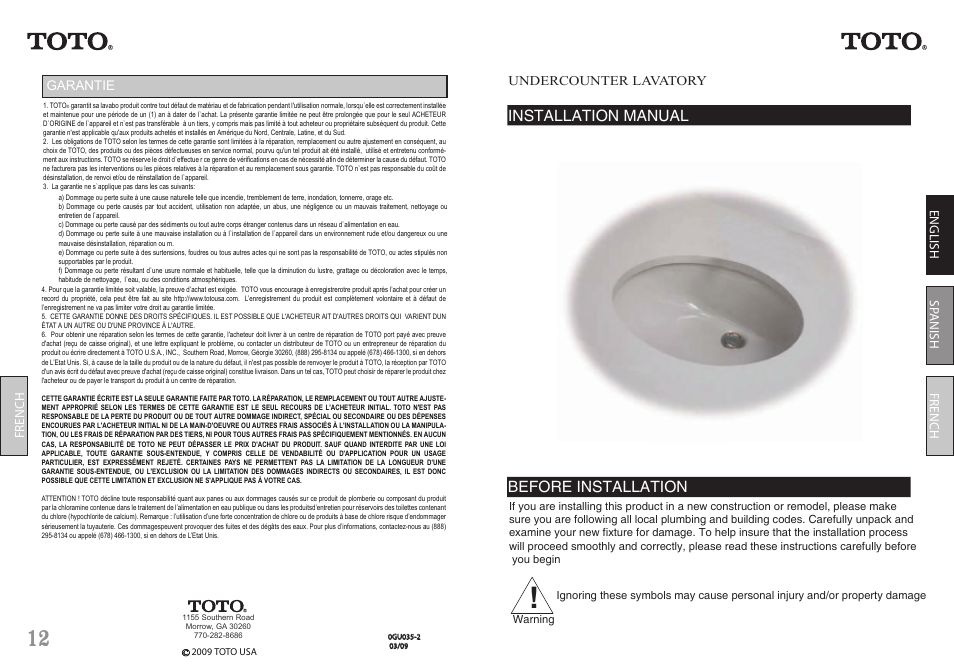 Factory Direct Hardware Toto LT183 User Manual | 6 pages