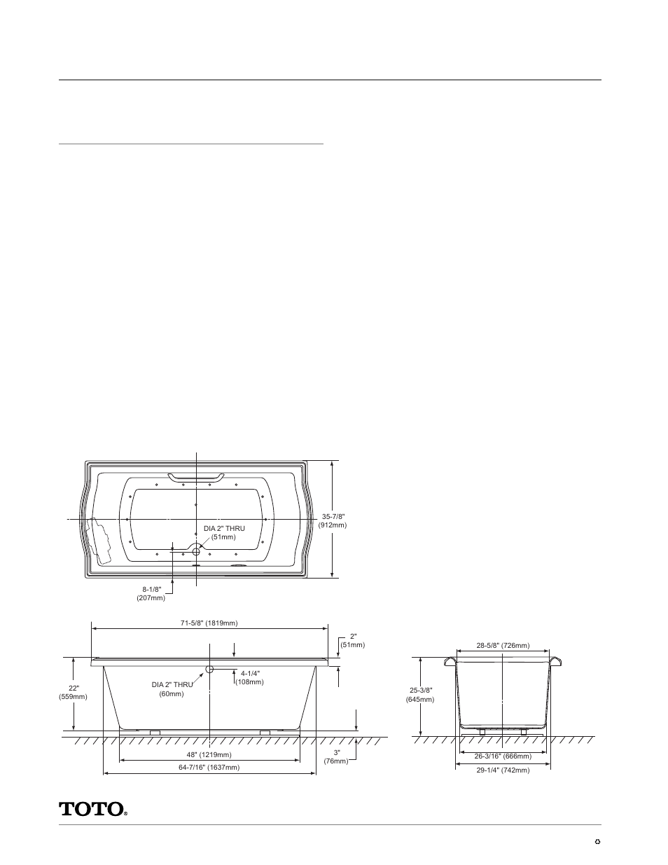 Aba784, Clayton, 6' air bath | Specifications | Factory Direct Hardware Toto ABA784RT User Manual | Page 2 / 2