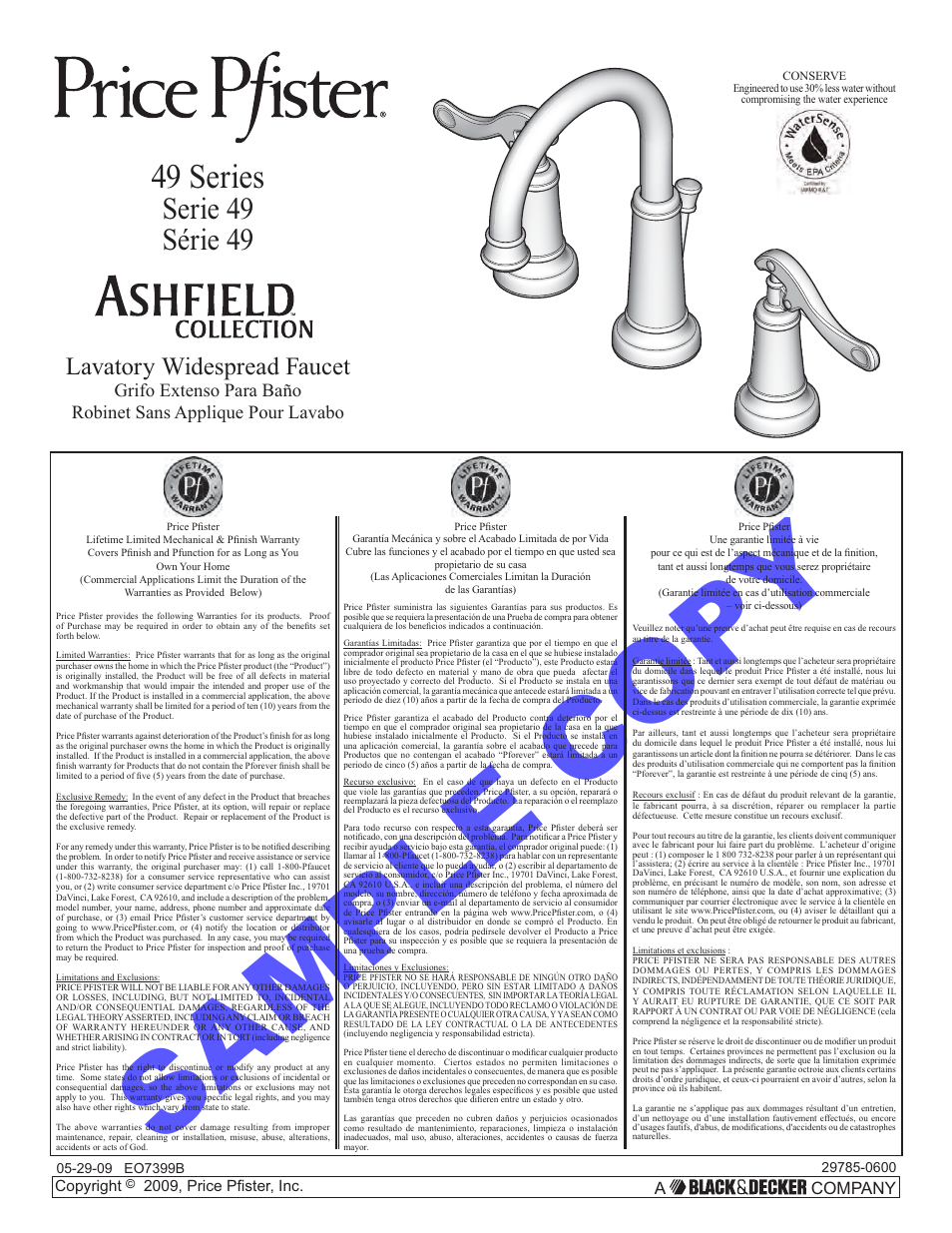Factory Direct Hardware Pfister GT49-YP0 User Manual | 14 pages