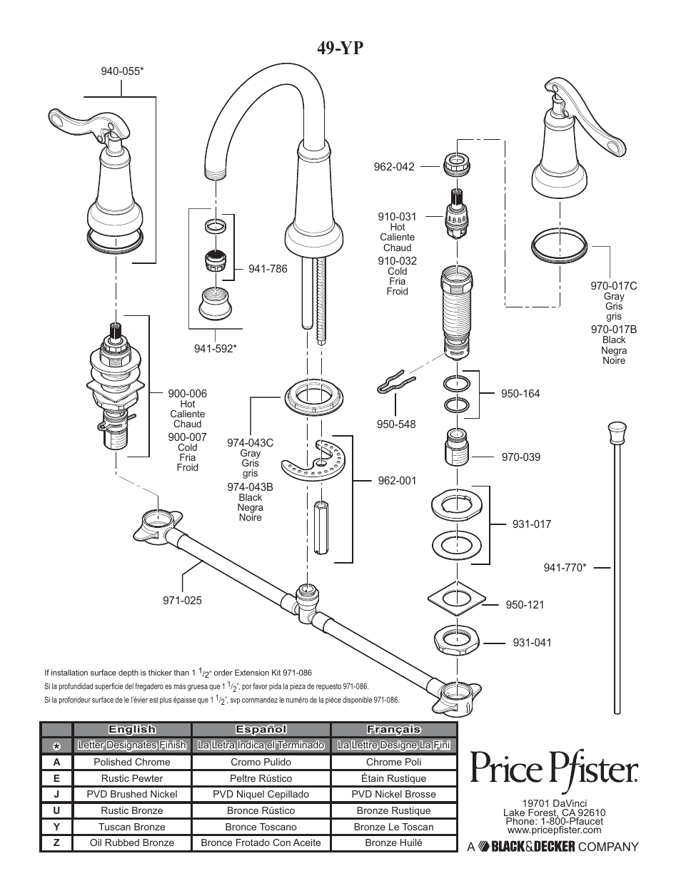 Factory Direct Hardware Pfister GT49-YP0 User Manual | Page 14 / 14
