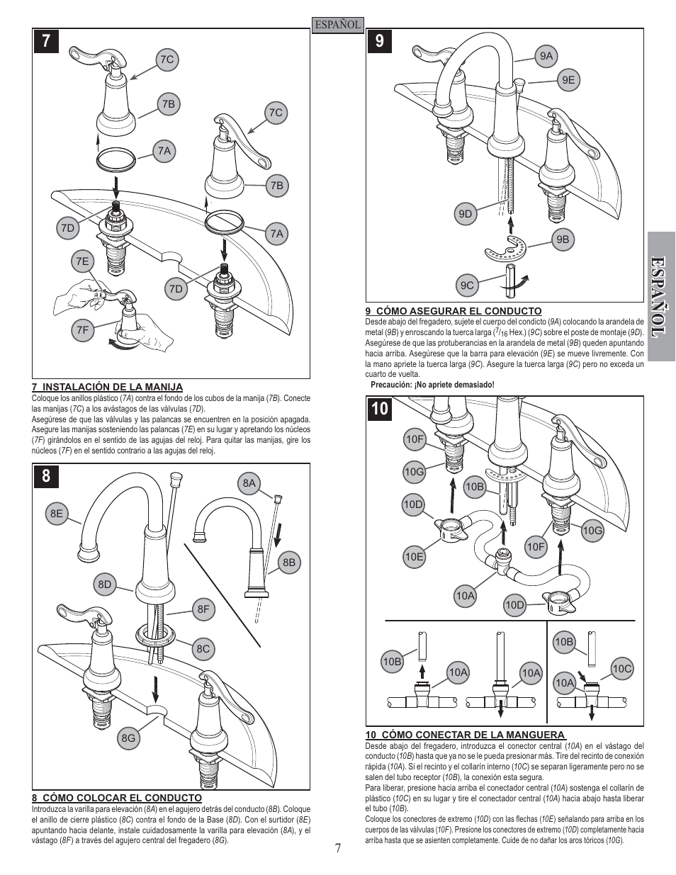 Esp a ñ ol | Factory Direct Hardware Pfister GT49-YP0 User Manual | Page 7 / 14
