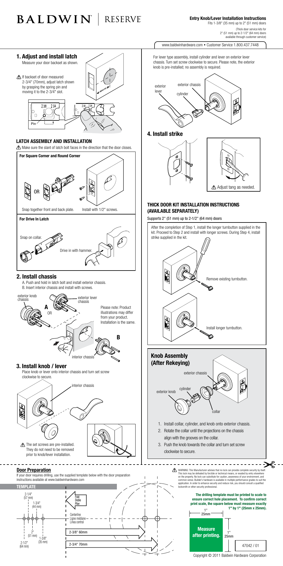 Baldwin Reserve Round Knob User Manual | 2 pages