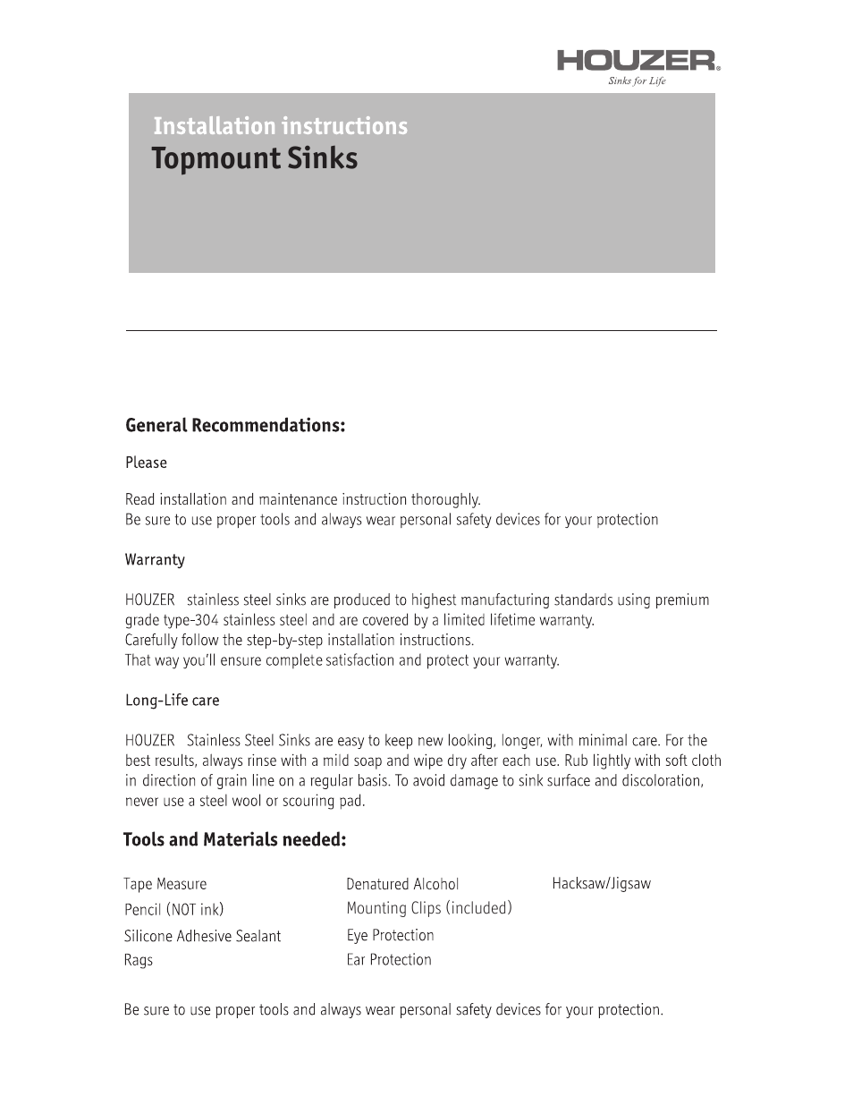 Factory Direct Hardware Houzer HW-AUG1RS User Manual | 4 pages