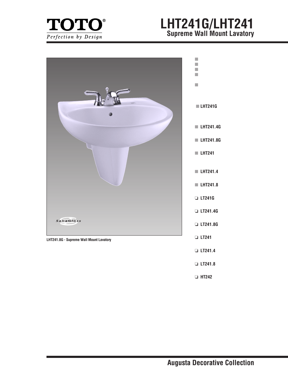 Factory Direct Hardware Toto LHT241.8#51 User Manual | 2 pages