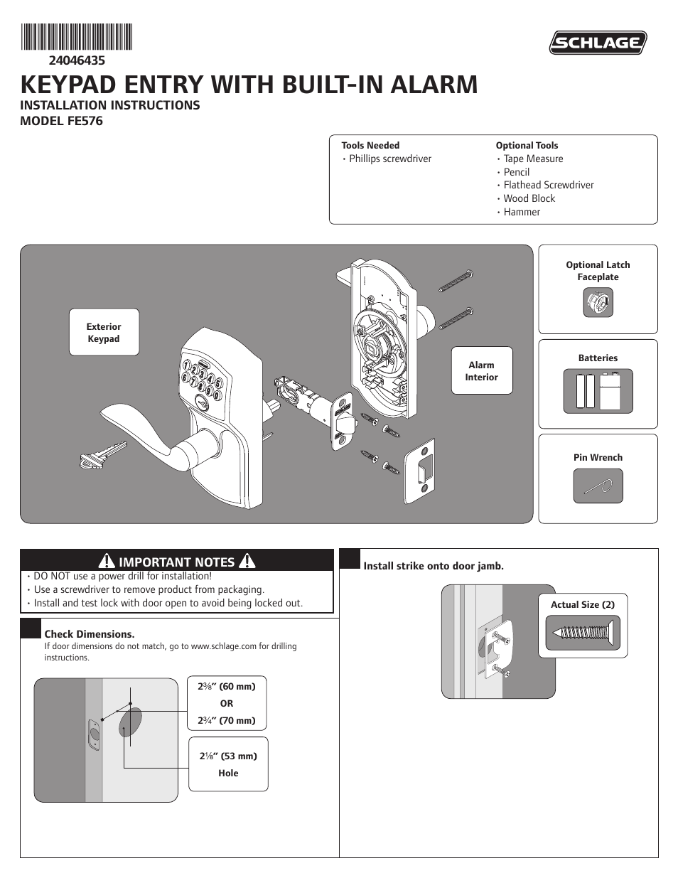 Factory Direct Hardware Schlage FE576CAM505PLY User Manual | 8 pages