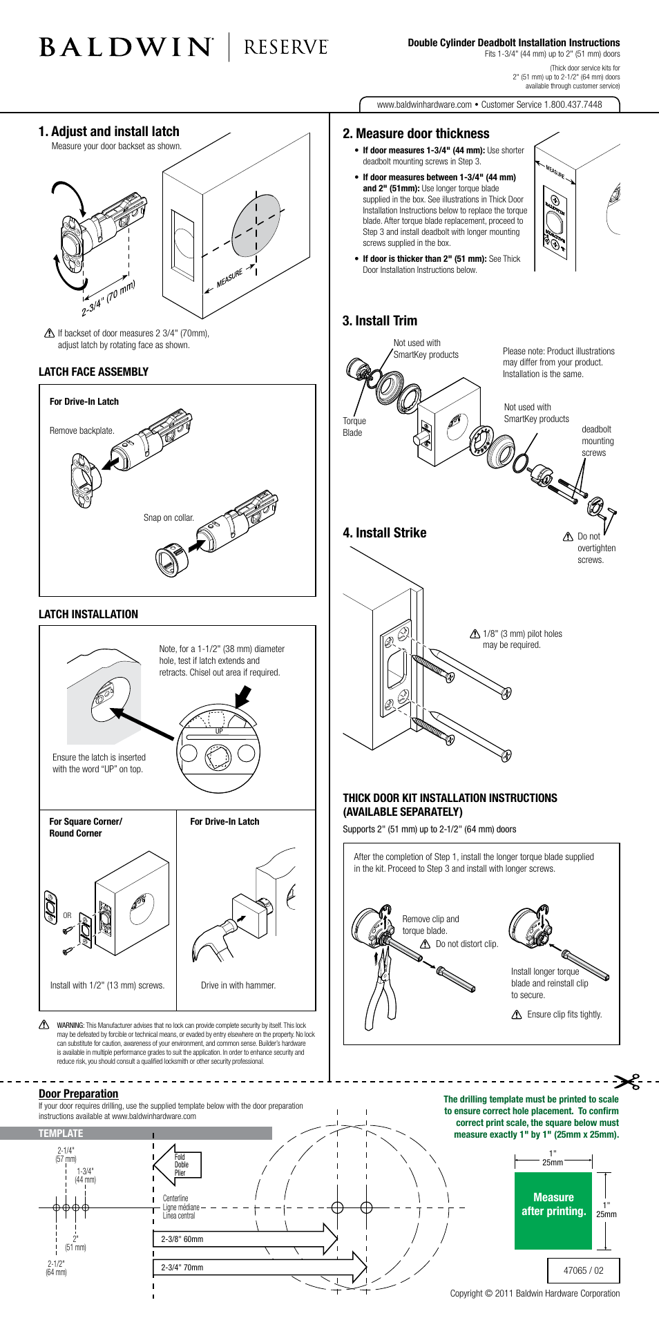 Baldwin Reserve Traditional Arch Deadbolt User Manual | 2 pages