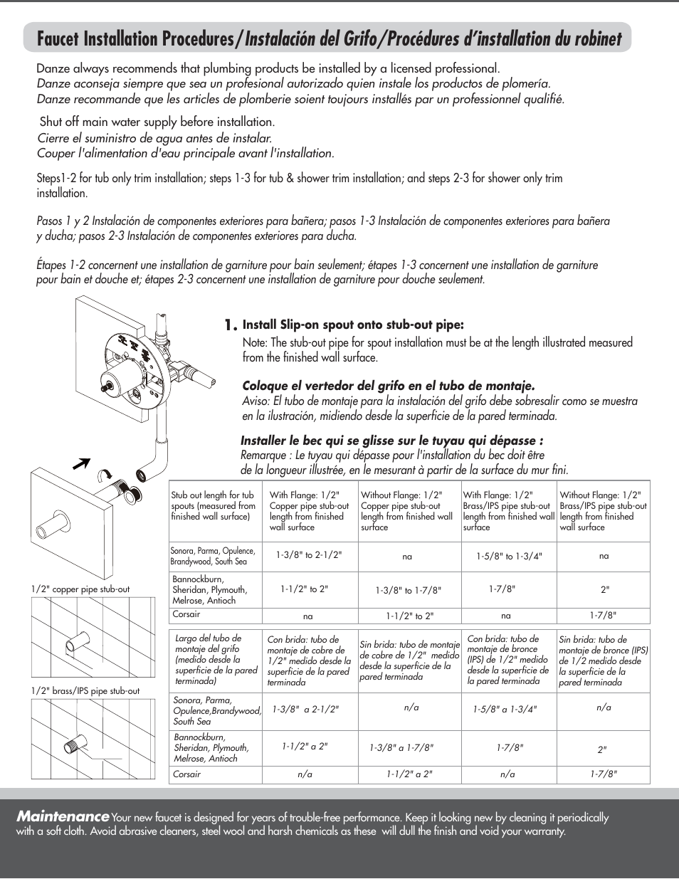 Maintenance | Factory Direct Hardware Danze D502757T Opulence User Manual | Page 2 / 6