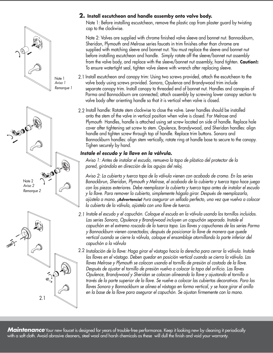 Maintenance | Factory Direct Hardware Danze D502757T Opulence User Manual | Page 4 / 6