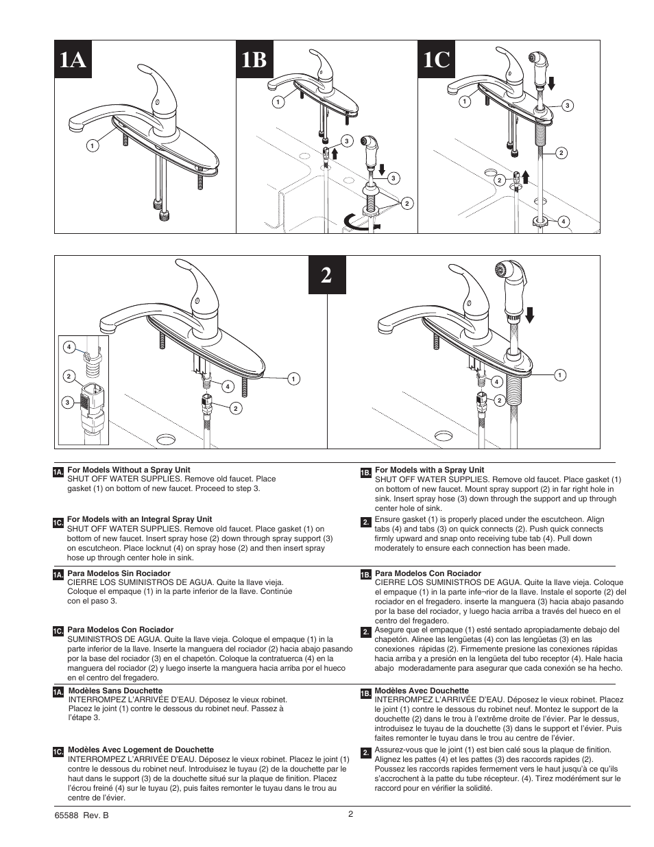 1a 1b 1c | Factory Direct Hardware Delta B3310LF Foundations Core User Manual | Page 2 / 6