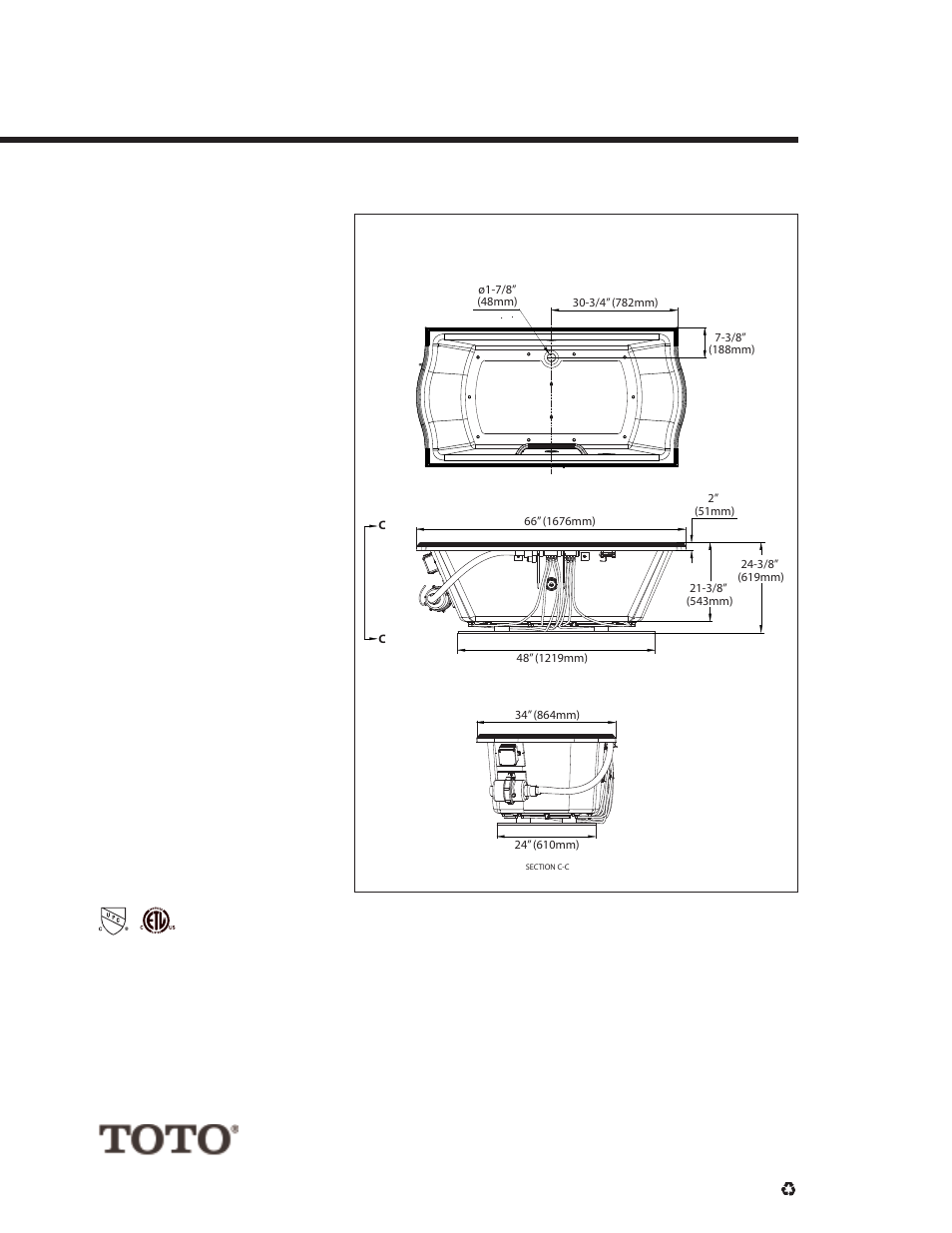 Clayton™ 66'' x 34'' air bath | Factory Direct Hardware Toto ABA785RY User Manual | Page 2 / 2