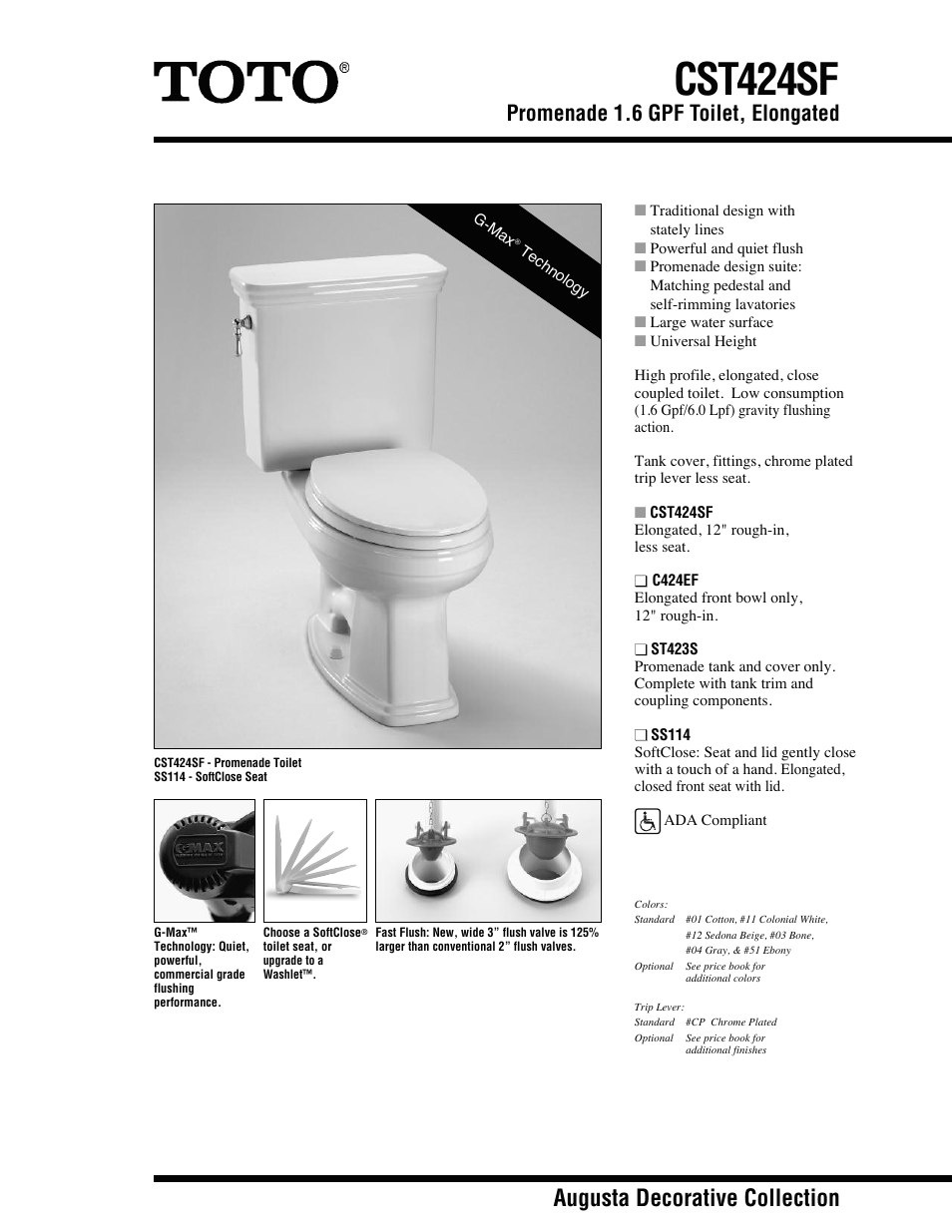 Factory Direct Hardware Toto C424EF User Manual | 2 pages