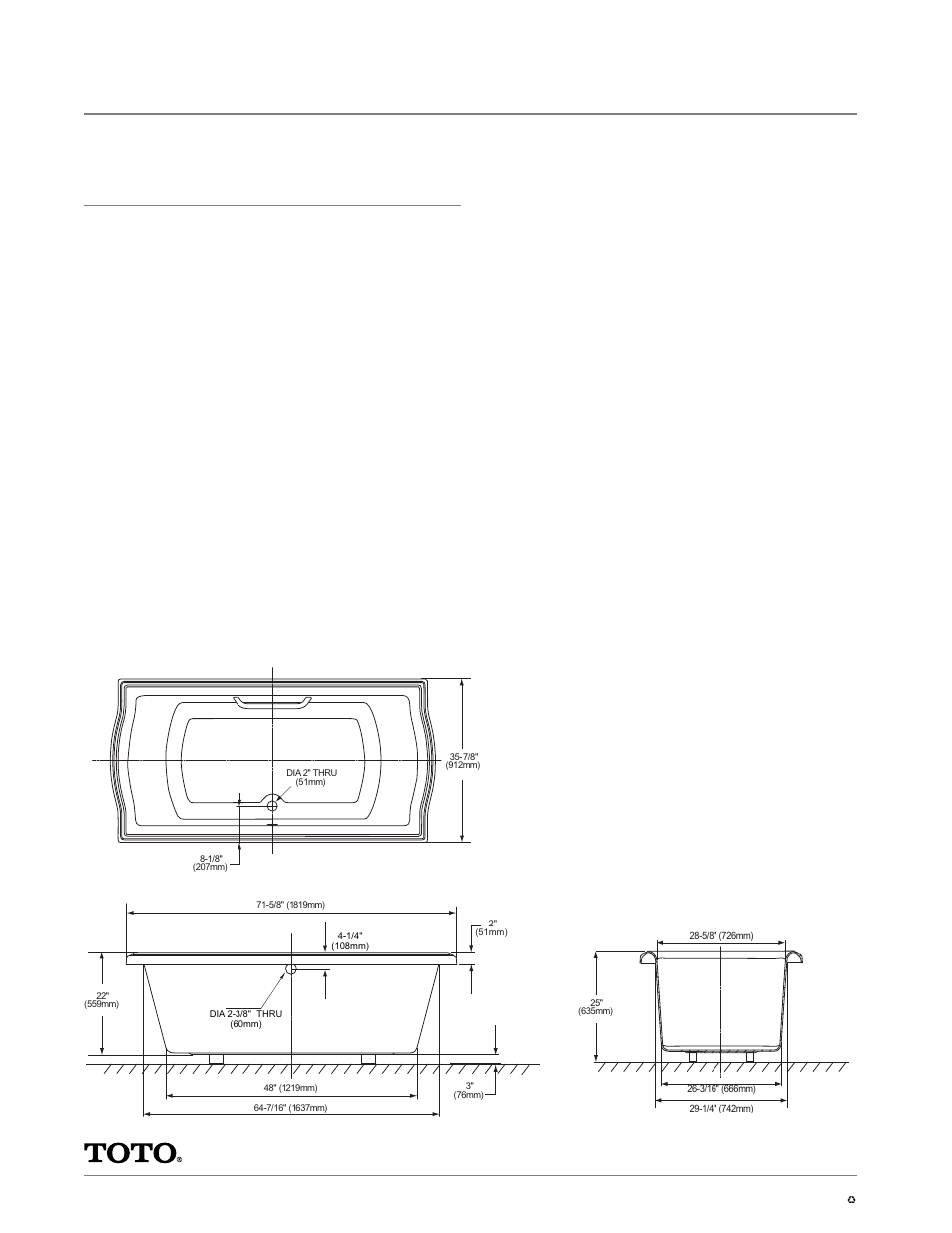 Aby784n, Clayton, 6' soaker bathtub | Specifications | Factory Direct Hardware Toto ABY784N User Manual | Page 2 / 2