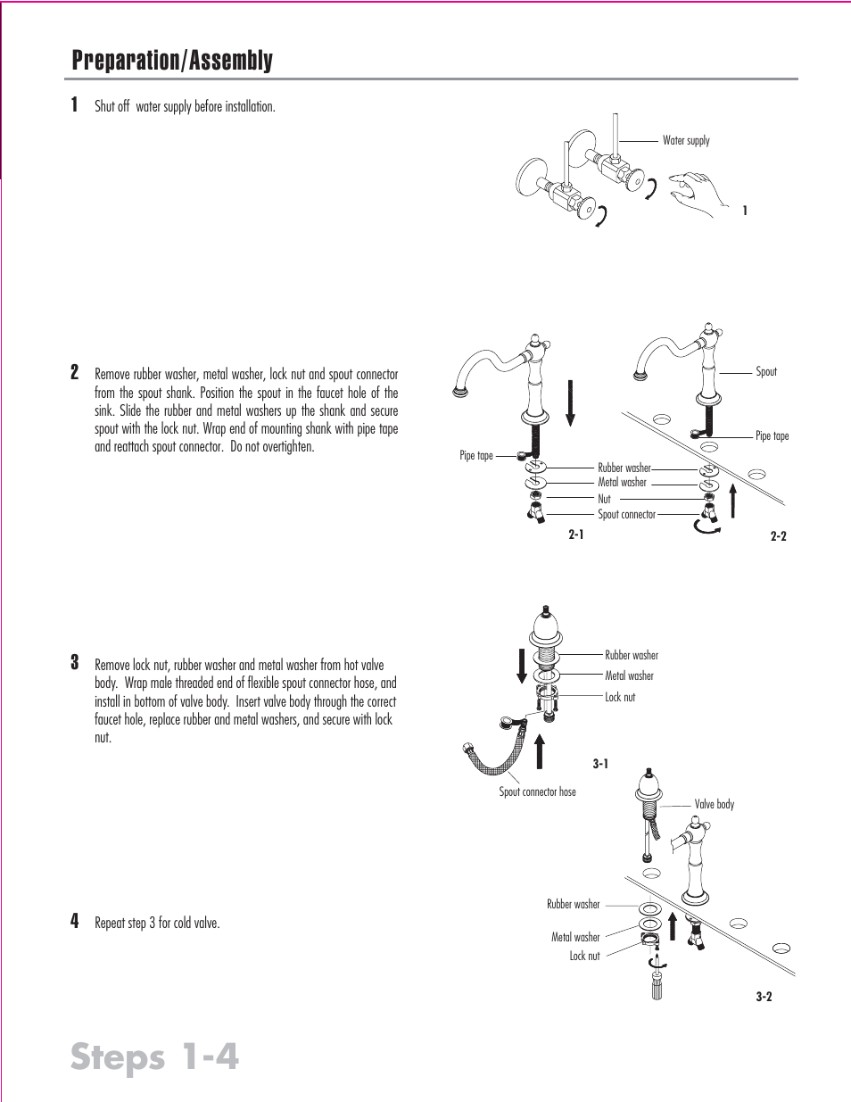 Steps 1-4, Preparation/assembly | Factory Direct Hardware Belle Foret N13001 User Manual | Page 2 / 4