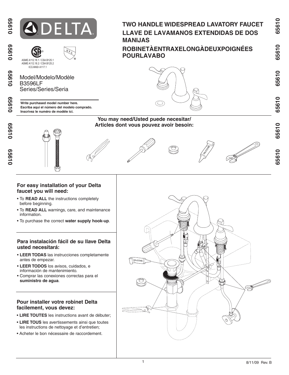 Factory Direct Hardware Delta B3596LF User Manual | 6 pages