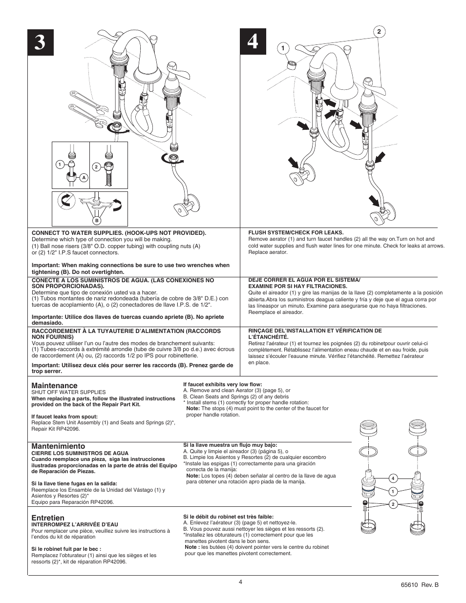 Maintenance, Mantenimiento, Entretien | Factory Direct Hardware Delta B3596LF User Manual | Page 4 / 6