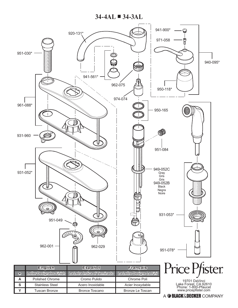 4al ■ 34-3al | Pfister F-034-4ALS User Manual | Page 14 / 14